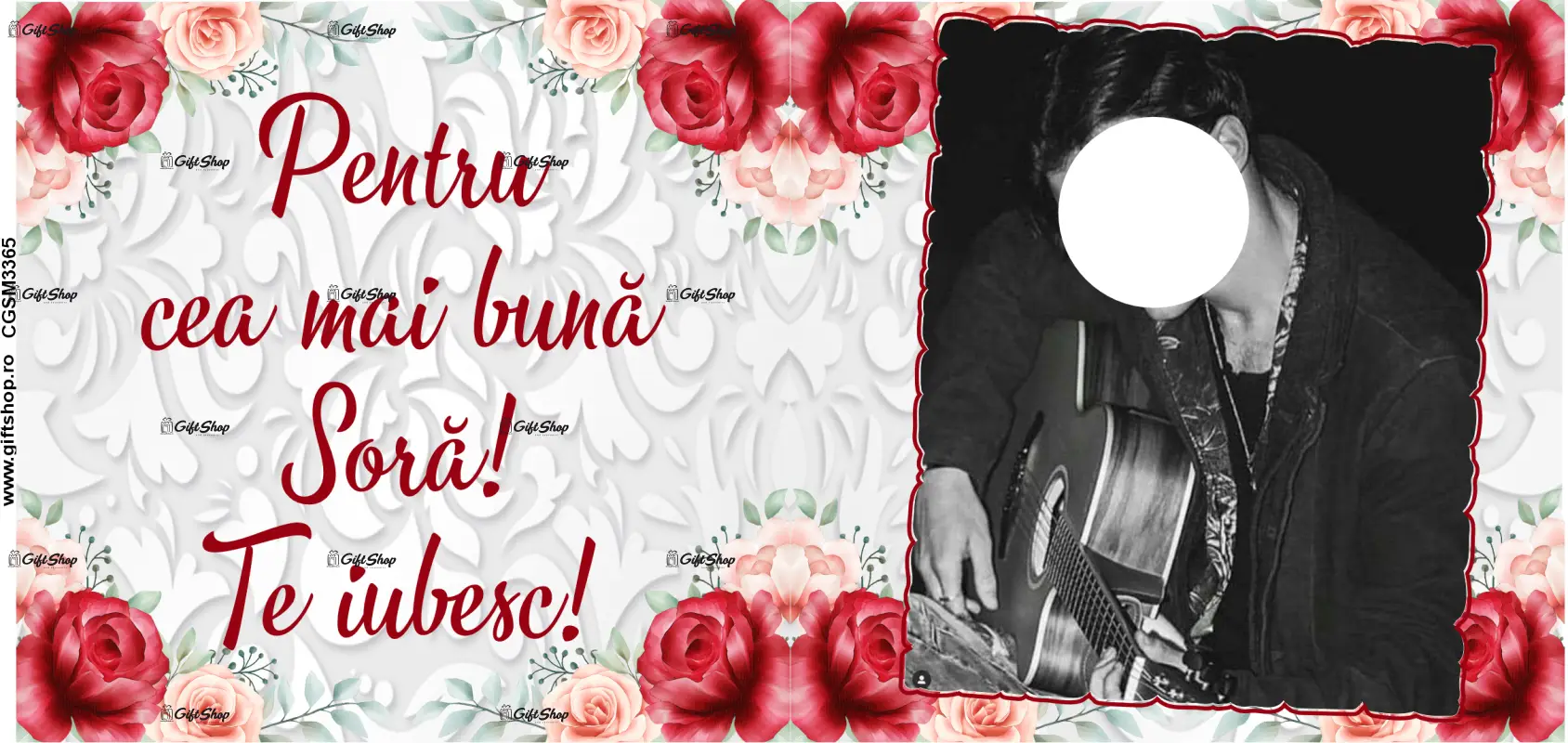 Pentru cea mai buna sora, te iubesc, cana din ceramica, 330ml, personalizata cu 1 poza si text model 3365